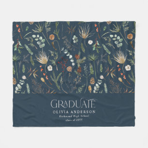 Graduate arch 1 photo navy bluel botanical modern fleece blanket