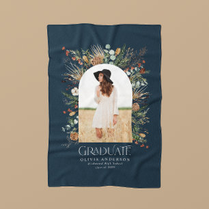 Graduate arch 1 photo navy bluel botanical modern fleece blanket