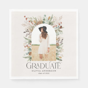 Graduate arch 1 photo terracotta botanical party napkin
