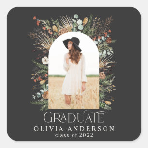 Graduate arch 1 photo terracotta botanical square sticker
