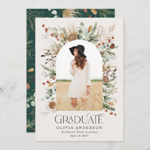 Graduate arch photo green botanical modern announcement