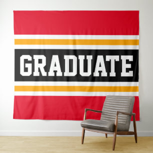 GRADUATE Athletic Bright Red Black Orange Stripes Tapestry