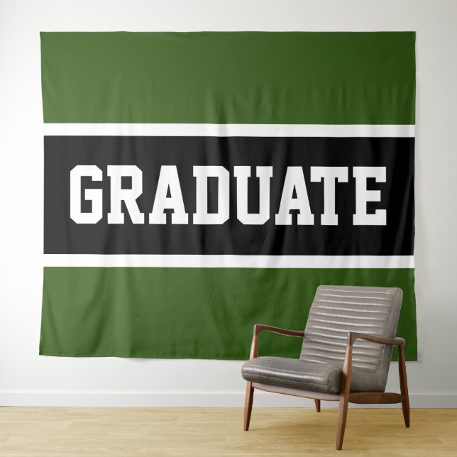 GRADUATE Athletic Dark Green Black White Stripes  Tapestry (In Situ (Horizontal))