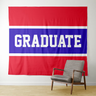 GRADUATE Athletic Red White Royal Blue Stripes Tapestry