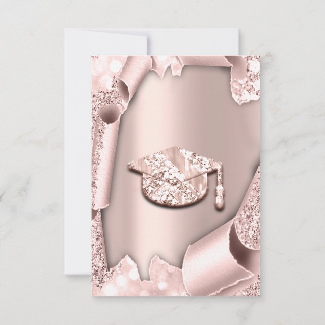Graduate Bachelorette  GIRL Rose Pink 3D Invitation (Back)