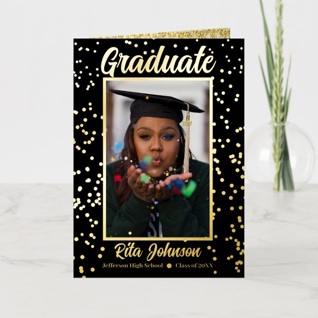 Graduate Black And Gold Class Of 2024 Graduation Foil Greeting Card (Creator Uploaded)
