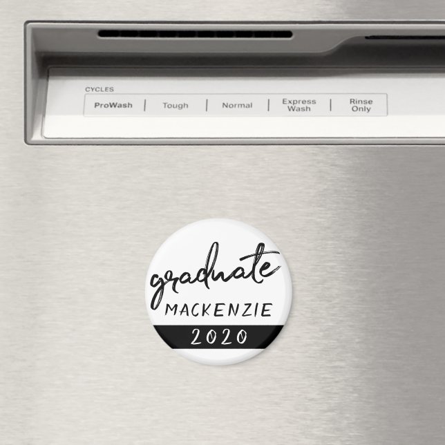Graduate Black Script | Classic Keepsake with Year Magnet (In Situ (Dishwasher))
