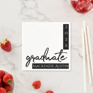 Graduate Black Script   Classic Keepsake with Year Napkin