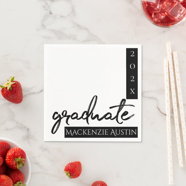 Graduate Black Script | Classic Keepsake with Year Napkin (Insitu)