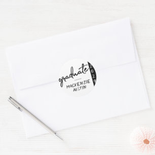 Graduate Black Script   Classic Keepsake with Year Round Sticker