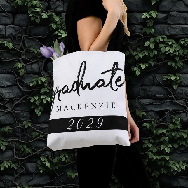 Graduate Black Script | Classic Keepsake with Year Tote Bag (Creator Uploaded)