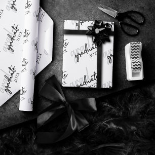 Graduate Black Script Classic Keepsake with Year Wrapping Paper