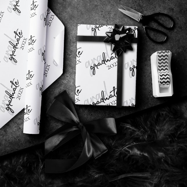 Graduate Black Script | Classic Keepsake with Year Wrapping Paper (Creator Uploaded)
