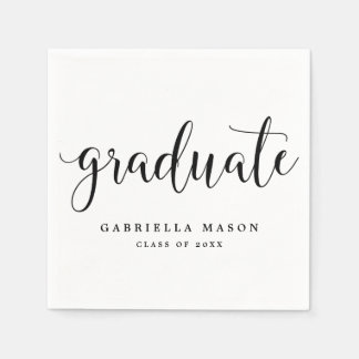 Graduate Black Script | Custom Background Colour Napkin