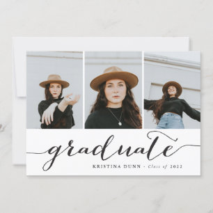 Graduate Black Script Photo Collage   Graduation Invitation