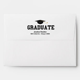 Graduate Black Typography Graduation Confetti Envelope