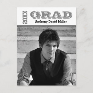 Graduate Black/White - Postcard Invitation