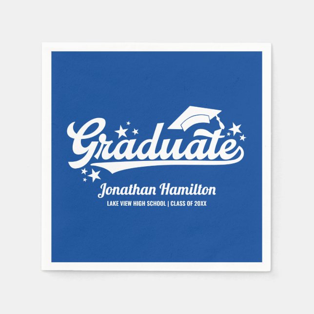 Graduate Blue Graduation Party Napkin (Front)