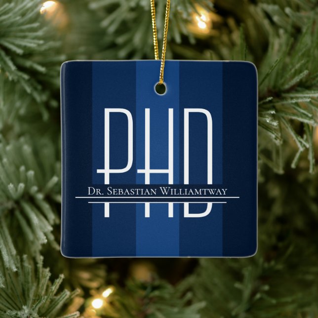 Graduate Blue PhD Graduation Ceramic Ornament (Tree)