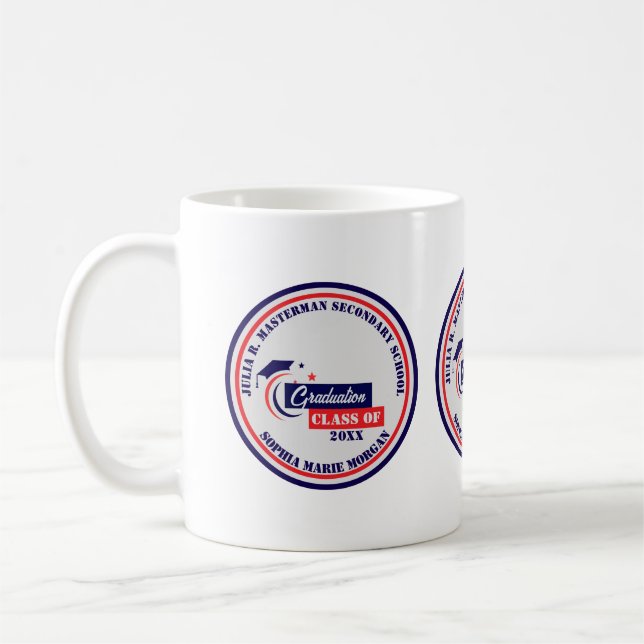 Graduate Blue Red White Graduation Classic Coffee Mug (Left)