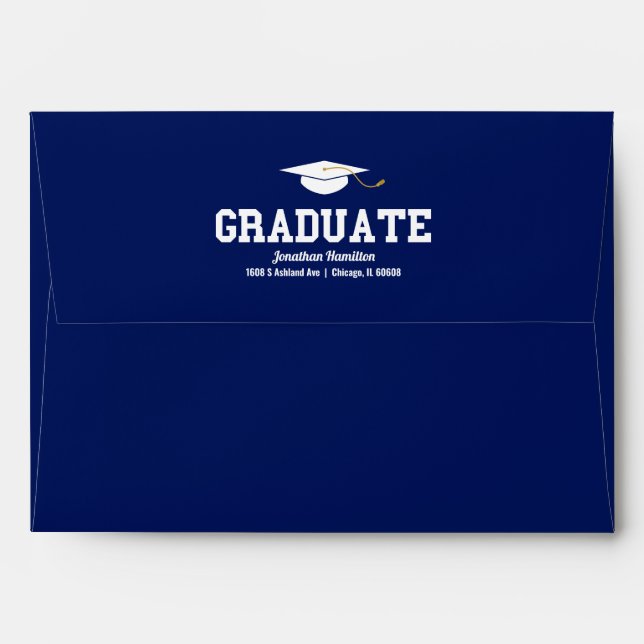Graduate Blue Typography Graduation Confetti Envel Envelope (Back (Top Flap))