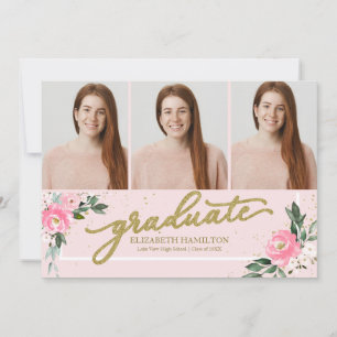 Graduate Blush Floral Grad Announcement 3 Photo