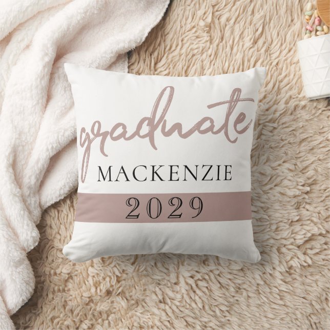 Graduate Blush Script | Classy Pink Brush on White Cushion (Blanket)