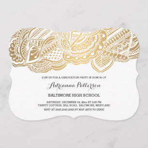 Graduate Bohemian Gold Mandala Pattern Invitation