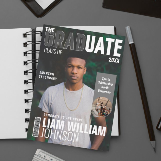 Graduate Bold Custom Grad Photo Magazine Cover Announcement (Creator Uploaded)
