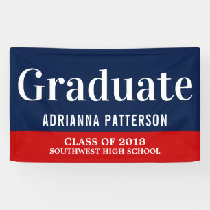 Graduate Bold   Navy Blue Red Banner