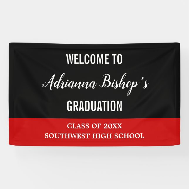 Graduate Bold Script Black Red Welcome Banner (Horizontal)