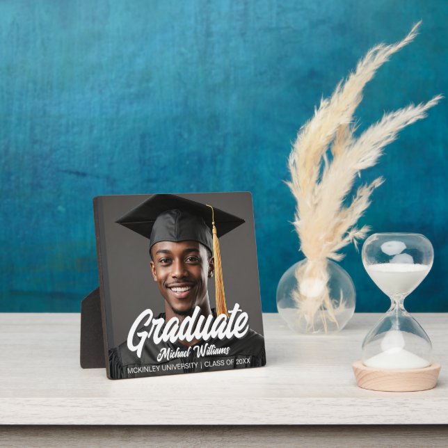 Graduate Bold Script Graduation Gift Photo Plaque (Insitu)