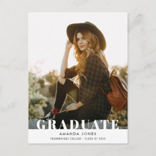 GRADUATE Bold typography graduation invitation Postcard