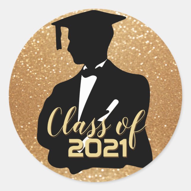 Graduate  Boy Student - Class of 20XX Classic Round Sticker (Front)