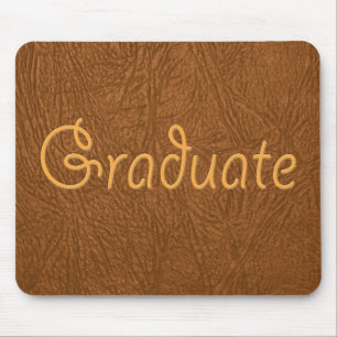 Graduate Brown Cowhide Leather Texture Look Mouse Mat