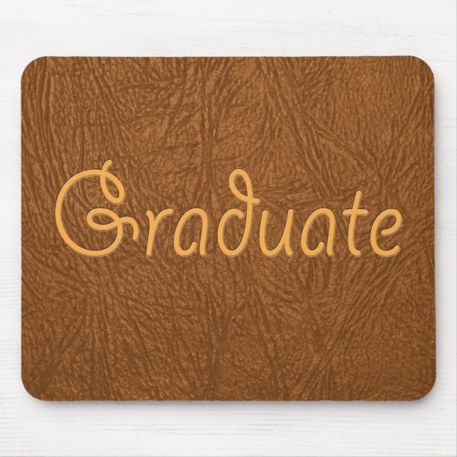 Graduate Brown Cowhide Leather Texture Look Mouse Mat (Front)