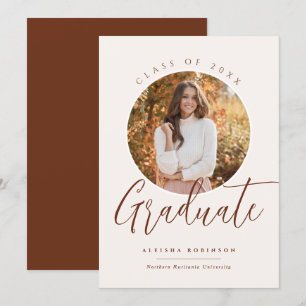 Graduate Calligraphy College Photo Graduation Invitation