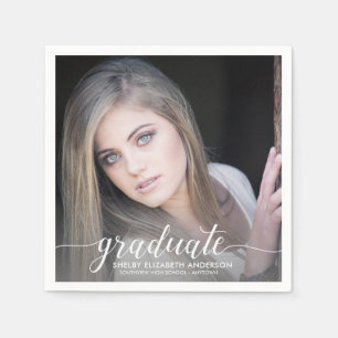 Graduate Calligraphy Photo Graduation Napkin