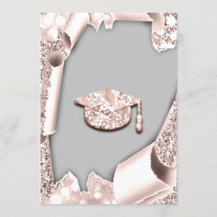 Graduate CAP Bachelorette Party Blush Rose Grey Invitation