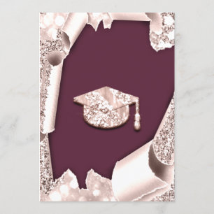 Graduate CAP Bachelorette Party Rose Burgundy Invitation