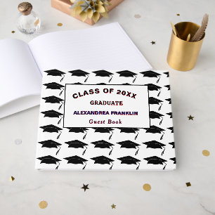 Graduate Cap Graduation Class Party Personalize Guest Book
