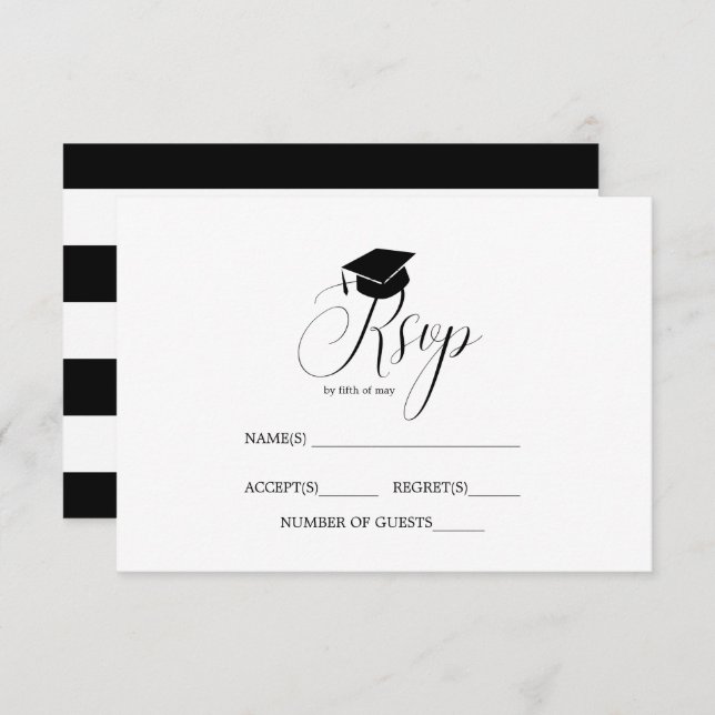 Graduate Cap Graduation Party Typography RSVP Invitation (Front/Back)