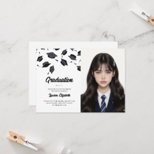 Graduate Cap Modern Typography Graduation Party Invitation