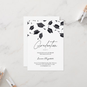 Graduate Cap Modern Typography Graduation Party Invitation