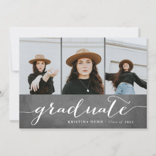 Graduate Chalkboard Photo Collage   Graduation Invitation