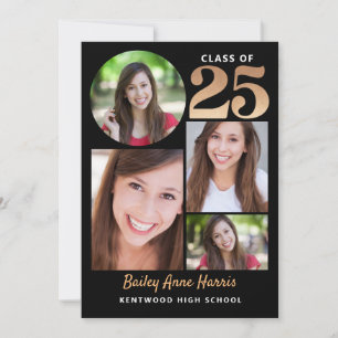 Graduate Circle Black Class of 2025 Printable Invitation