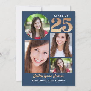 Graduate Circle Blue Class of 2025 Printable Invitation