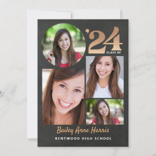 Graduate Circle Gold Chalk Class of 2024 Printable Invitation