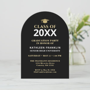 Graduate Class Graduation Gold Black Elegant Invitation