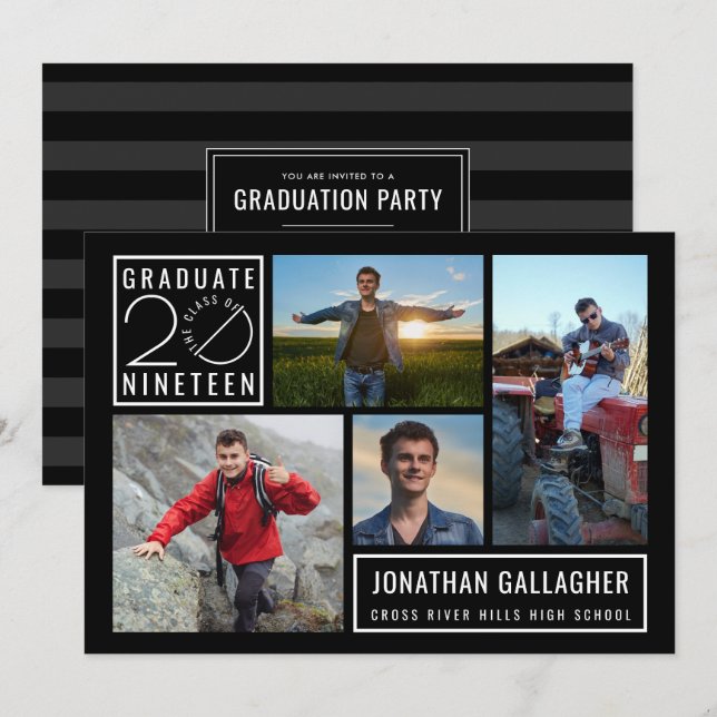Graduate Class of 2019 4-Photo Party Invitation (Front/Back)